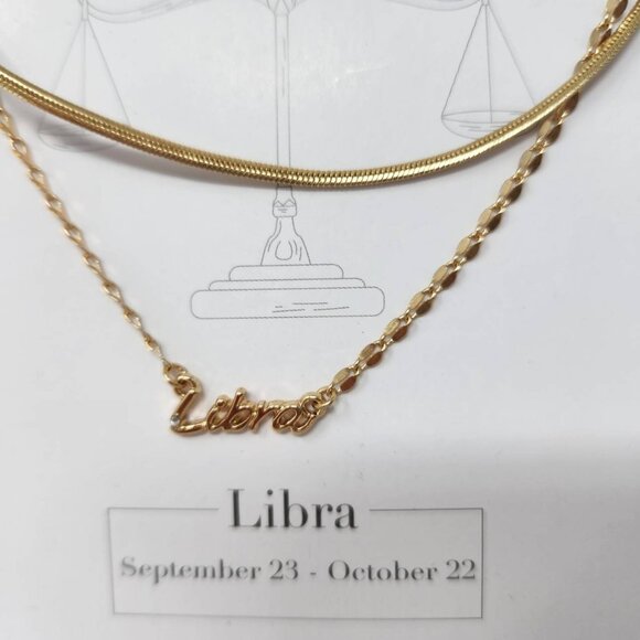 Time And Tru Libra Necklace Set - 16" & 18" Gold Tone with Extenders - Picture 2 of 7